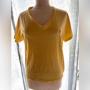Ralph Lauren Yellow V Neck Tee Shirt L